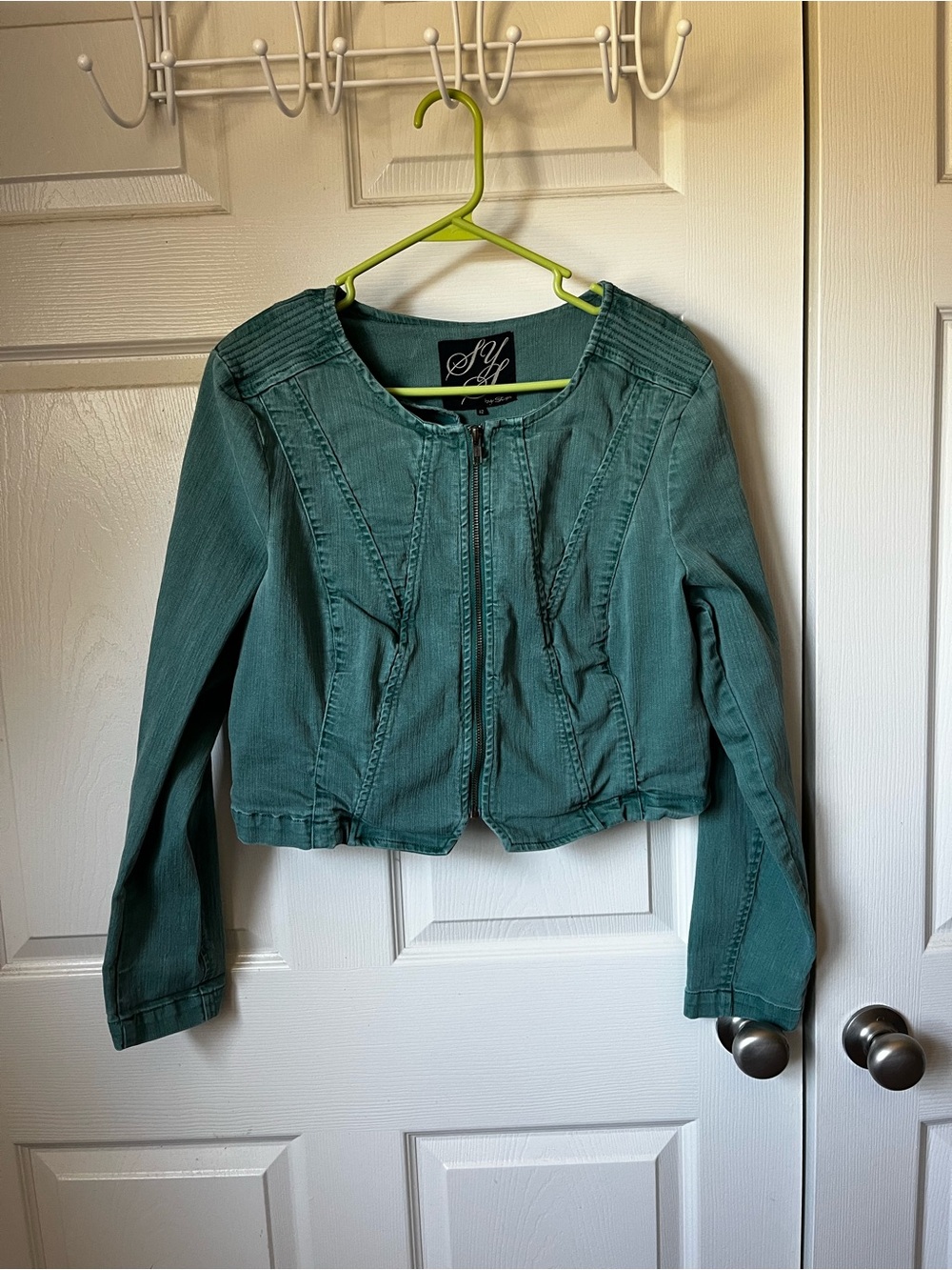 SILV Teal Zip-Front Jean Jacket for Women